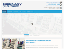 Tablet Screenshot of embroideryspecialists.co.za